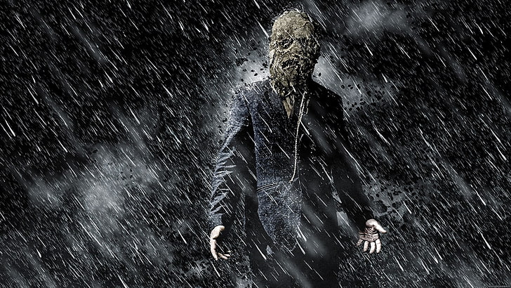men's black jacket, The Dark Knight Rises, Scarecrow (character), movies, MessenjahMatt, HD wallpaper