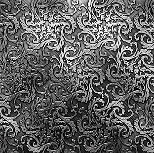 grå damast 3D tapet, metall, mönster, silver, struktur, bakgrund, stål, metallic, HD tapet HD wallpaper