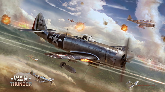 War Thunder, samolot, Gaijin Entertainment, Republic P-47 Thunderbolt, gry wideo, Tapety HD HD wallpaper