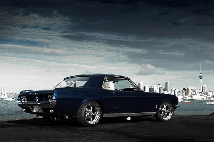 blue Ford Mustang coupe wallpaper, Mustang, Ford, muscle car, 1967, Jake, Andrei Diomidov, HD wallpaper