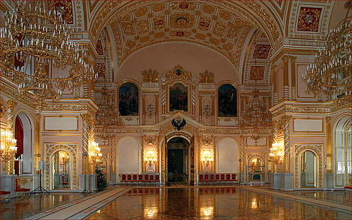 Kremlin Palace   Alexander Hall. Kremlin, Moscow Russia, HD wallpaper HD wallpaper