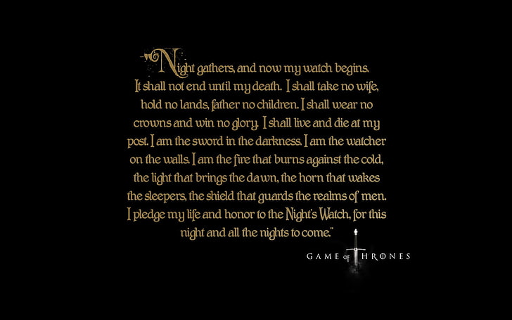 Game Of Thrones, Nights Watch, quote, HD wallpaper