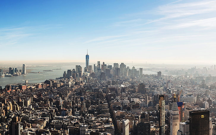 città, panorama, newyork, volare, Sfondo HD