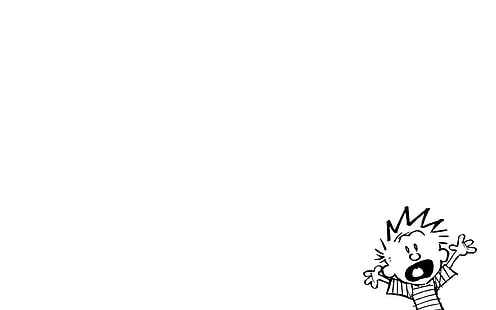 Calvin and Hobbes BW White HD, rysunek / komiks, biały, bw i, calvin, hobbes, Tapety HD HD wallpaper