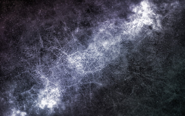 carta da parati galassia in bianco e nero, neuroni, spazio, nebulosa, stelle, Via Lattea, sfocato, astratto, Sfondo HD