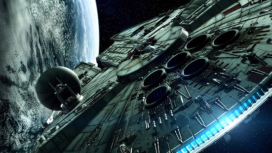 Star Wars uzay gemisi karakteri, Star Wars Millennium Falcon, filmler, uzay, Star Wars, Millennium Falcon, dijital sanat, uzay gemisi, HD masaüstü duvar kağıdı HD wallpaper