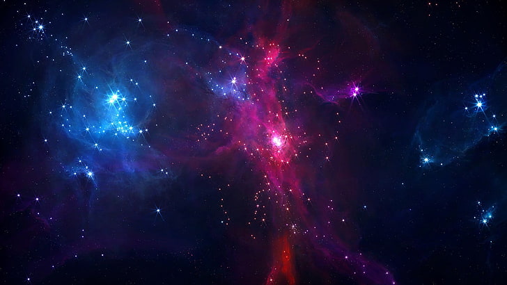 خلفية رقمية مجرة ​​متعددة الألوان ، فضاء ، كون ، نجوم، خلفية HD