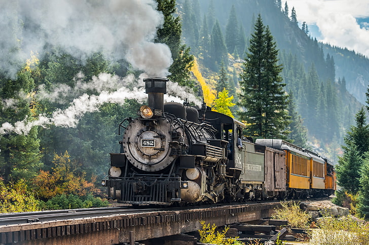 القطار والبخار والسكك الحديدية والمركبات، خلفية HD