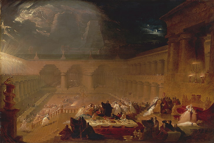 sztuka klasyczna, Europa, John Martin, 1821, Uczta Belszaccara, 1821 (rok), malarstwo, Tapety HD
