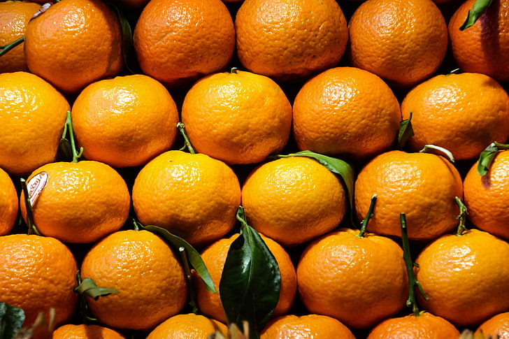 lotto di frutta arancione, mandarino, agrumi, frutta, vitamine, Sfondo HD