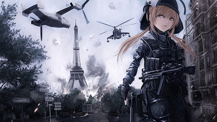 Anime, Anime Mädchen, Mädchen mit Waffen, HD-Hintergrundbild
