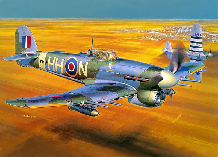 World War II, airplane, aircraft, Hawker Typhoon, military, military aircraft, D-Day, Hawker Tempest, HD wallpaper