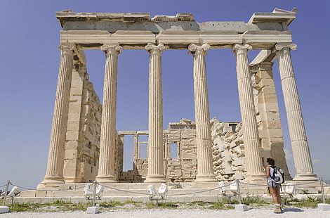 acropolis, ancient, architecture, athens, columns, culture, greece, historic, monument, parthenon, temple, travel, HD wallpaper HD wallpaper