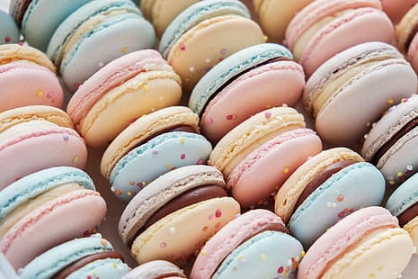  colorful, dessert, pink, cakes, sweet, macaroon, french, macaron, HD wallpaper HD wallpaper