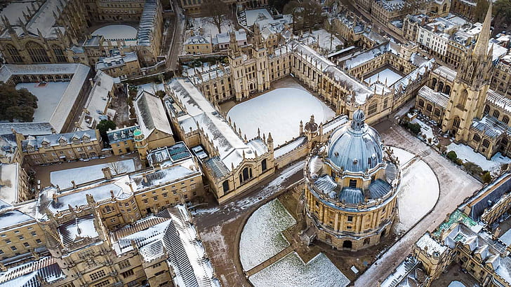 الشتاء ، إنجلترا ، بانوراما ، أكسفورد، خلفية HD