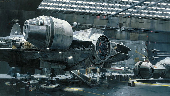 Космический корабль 3D обои, Звездные войны, Millennium Falcon, космический корабль, произведение искусства, X-wing, научная фантастика, кино, HD обои HD wallpaper