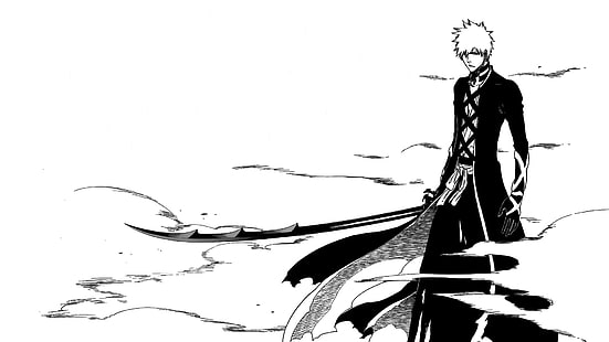 man wearing black top sketch, Bleach, Kurosaki Ichigo, manga, HD wallpaper HD wallpaper