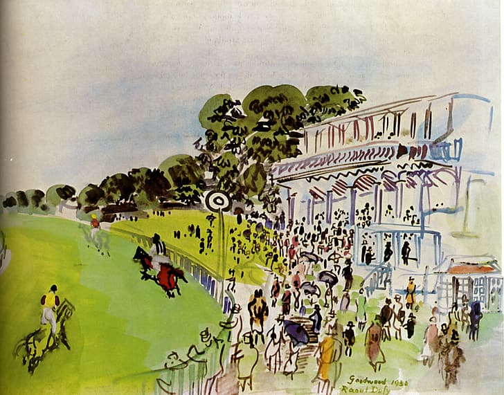 New York, 1930, Raoul Dufy, Collection Abraham L. Bienstock, Races With Goodwwood, Watercolor and gouache, Courses Е Goodwwood, HD wallpaper