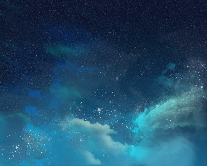 pintura abstracta azul, cielo, nebulosa, Fondo de pantalla HD
