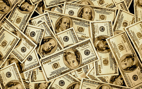 100 US dollar banknote lot, the bucks, bills, Dollars, cash, HD wallpaper HD wallpaper