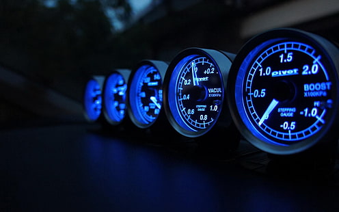 Speedometer, speed, miles, blue lights, Speedometer, Speed, Miles, Blue, Lights, HD wallpaper HD wallpaper