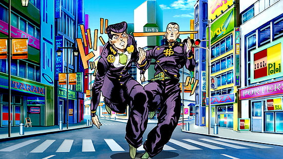 Anime, Jojos bizarres Abenteuer, Josuke Higashikata, Okuyasu Nijimura, HD-Hintergrundbild HD wallpaper