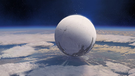 Illustration des weißen Planeten, Schicksal (Videospiel), Science Fiction, digitale Kunst, Raumkunst, HD-Hintergrundbild HD wallpaper