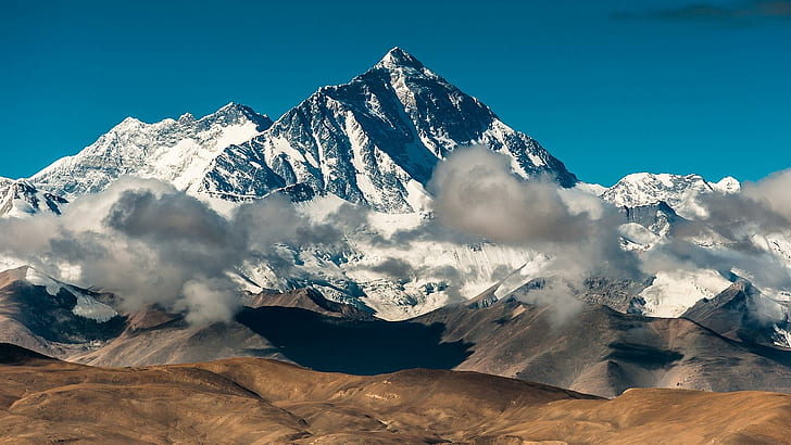 Kudretli Everest Dağı, dağ, bulut, kar, çıplak, doğa ve manzara, HD masaüstü duvar kağıdı