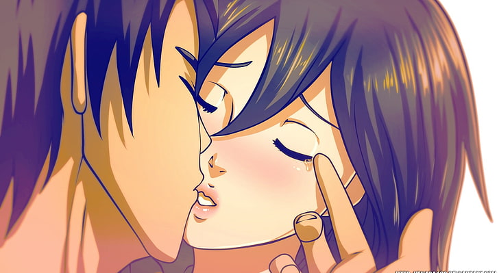 Mikasa and Eren, Artistic, Anime, Love, Kiss, Tear, enara123, teardrop, HD  wallpaper | Wallpaperbetter