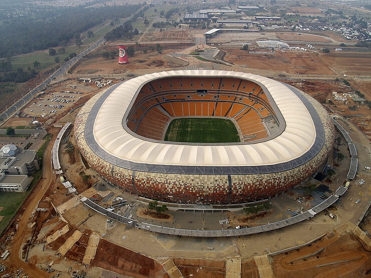 スタジアム、ヨハネスブルグ、南アフリカ共和国、空撮、 HDデスクトップの壁紙