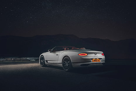 night, Bentley, Continental GT, rear view, Convertible, 2019, HD wallpaper HD wallpaper