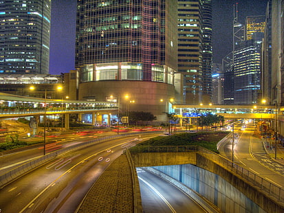 city roads and buildings during night time, connaught, connaught, Late Night, Connaught, Rd, HDR, city, roads, buildings, night time, Photomatix Pro, Central  Hong Kong, Hong Kong Island, Asia, night, road, skyscrapers, cars, Bank of China Tower, One, Two ifc, Cheung Kong Center, traffic, cityscape, street, architecture, urban Scene, transportation, dusk, car, china - East Asia, downtown District, illuminated, urban Skyline, highway, modern, business, speed, skyscraper, HD wallpaper HD wallpaper