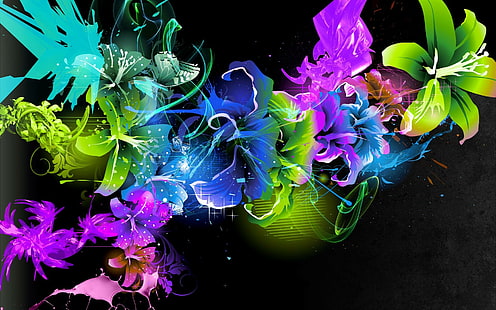 3d, abstract, desktop, flower, HD wallpaper HD wallpaper