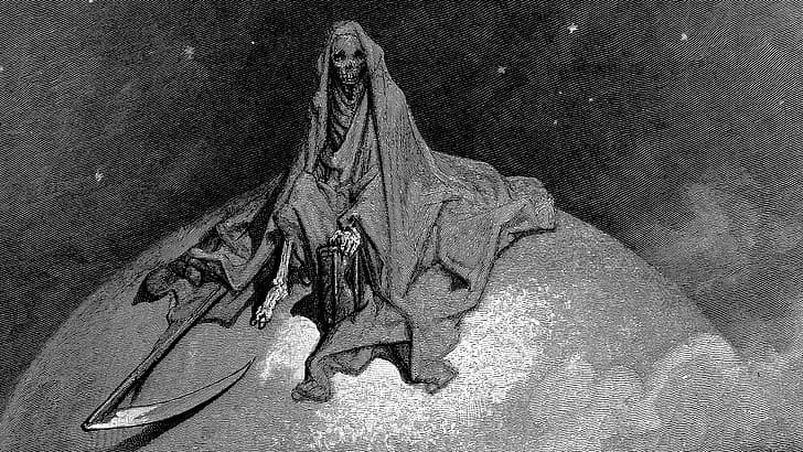Gustave Doré, ilustración, arte clásico, muerte, litografía, Fondo de pantalla HD