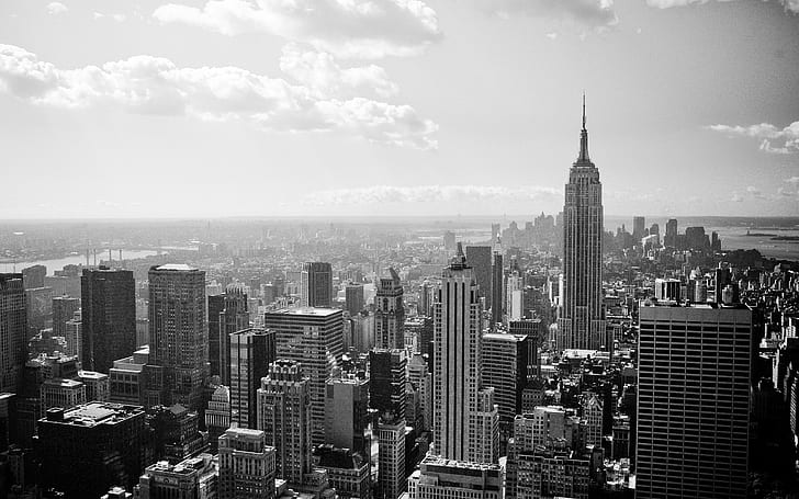 Nysm-bw, architektura, czarno-biały, miasto, pejzaż miejski, szary, newyork, newyorkcity, fotografia, wieżowce, Tapety HD