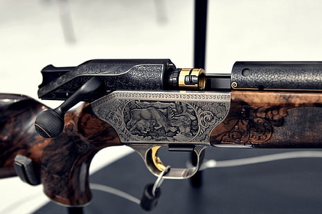 серая и коричневая винтовка, пистолет, винтовки, оружие, HD обои HD wallpaper