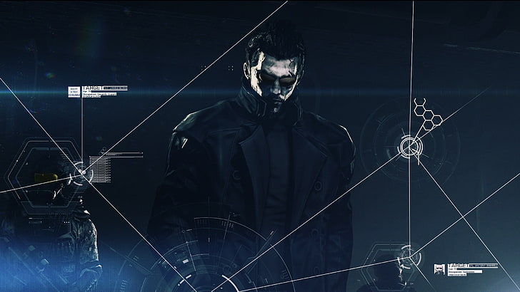 man with jacket digital wallpaper, Deus Ex, Human Revolution, Adam Jensen, Eidos Interactive, HD wallpaper