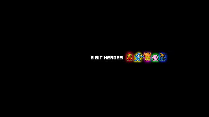 black background with text overlay, 8-bit, Super Mario, minimalism, The Legend of Zelda, Mega Man, Kirby, Link, video games, retro games, pixel art, HD wallpaper