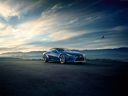 Lexus LC 500h EU-spec, mavi, Hibrit, Cenevre Otomobil Fuarı 2016, spor araba, HD masaüstü duvar kağıdı HD wallpaper