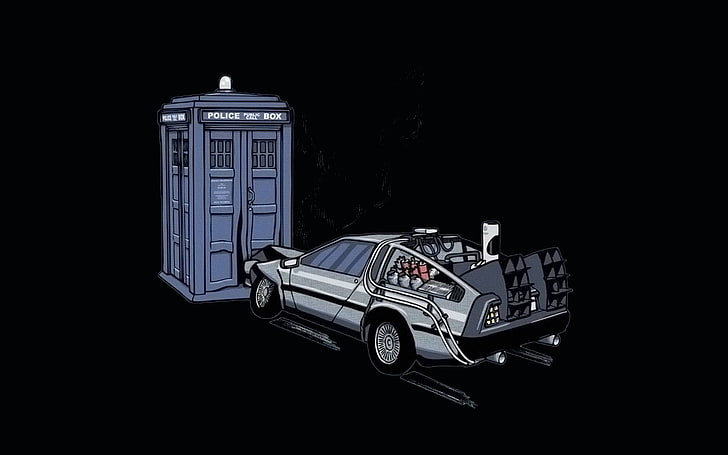 back to the future illustration, crossover, Back to the Future, Doctor Who, HD wallpaper
