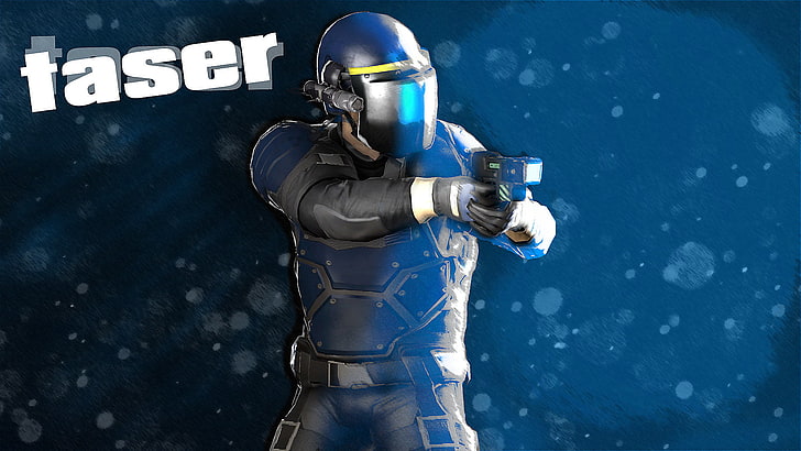 blauer und schwarzer Helm, Overkill Software, Fon, PAYDAY 2, Taser, The Taser, HD-Hintergrundbild
