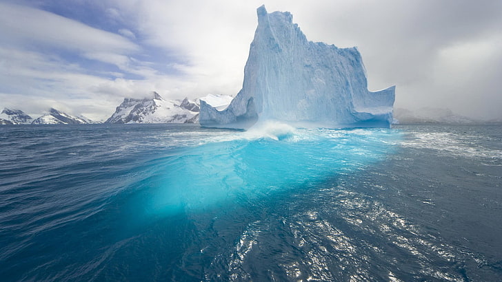 الجبل الجليدي ، الطبيعة ، الجليد ، البحر ، الجبل الجليدي ، المناظر الطبيعية ، القطب الشمالي، خلفية HD