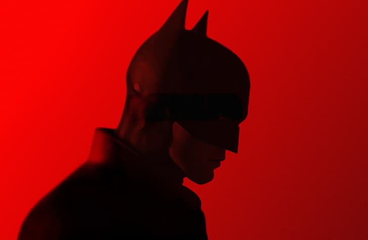 The Batman (2022), Batman, DC Comics, The Dark Knight, röd bakgrund, mörk, HD tapet