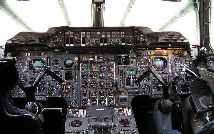 schwarzes Flugzeug-Kombi-Panel, Cockpit, Concorde, HD-Hintergrundbild