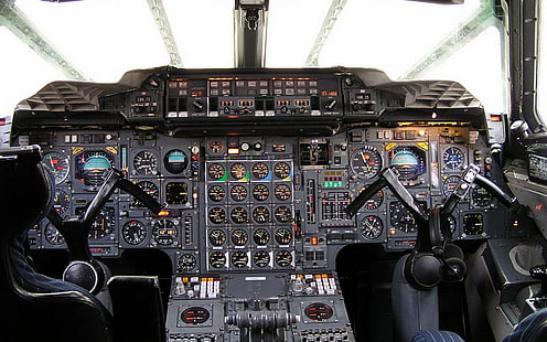 black airplane cluster panel, cockpit, Concorde, HD wallpaper HD wallpaper