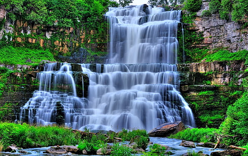 vattenfall floder 1900x1200 Nature Rivers HD Art, Rivers, waterfalls, HD tapet HD wallpaper