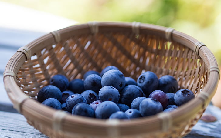 Basket of Blueberries, blueberries, berries, HD wallpaper