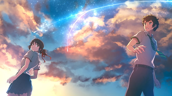 Fondo de pantalla de Your Name, Anime, Your Name., Kimi No Na Wa., Mitsuha Miyamizu, Taki Tachibana, Fondo de pantalla HD HD wallpaper