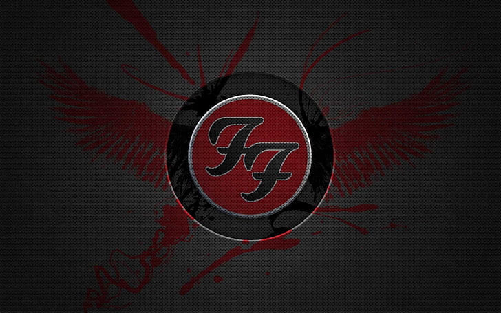 кръгло черно и червено лого на FF, Band (Музика), Foo Fighters, HD тапет