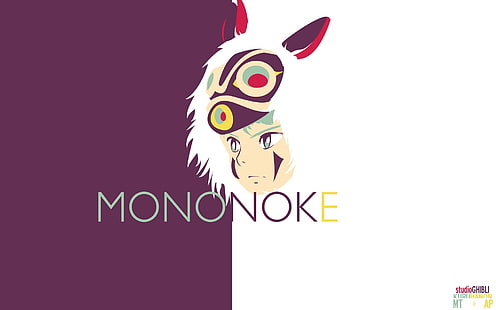 วอลเปเปอร์ Mononoke, Studio Ghibli, Princess Mononoke, สาวอะนิเมะ, พื้นหลังเรียบง่าย, อะนิเมะ, วอลล์เปเปอร์ HD HD wallpaper